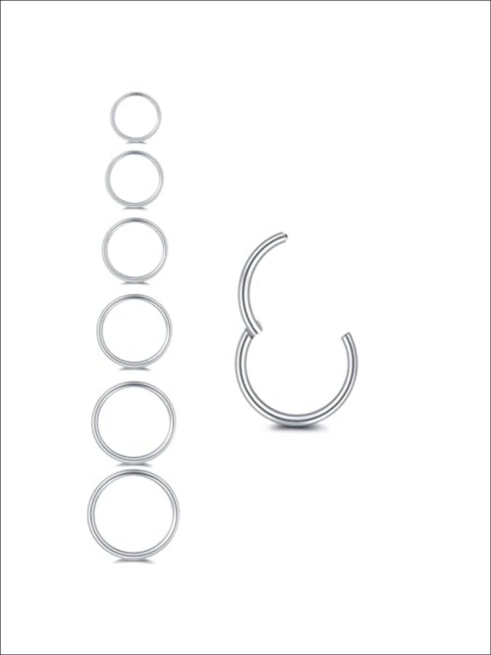 316L Surgical Steel Clicker Nose Ring Hoops 6mm-12mm 18G Body Piercing Jewelry